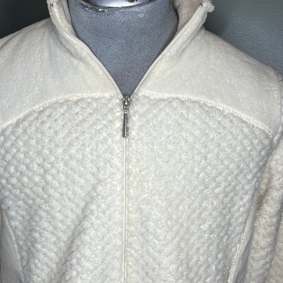 Jason Maxwell Plush Zip Up White Jacket Size L - Picture 2 of 6